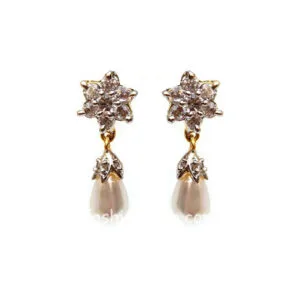 AD Earring with Pearl Drop