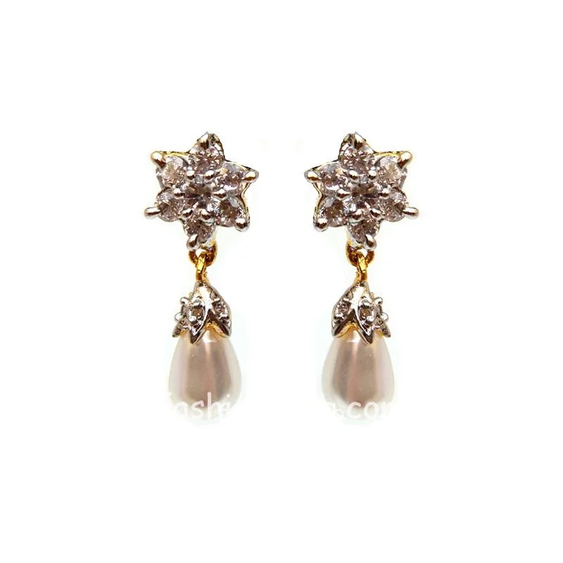 AD Earring with Pearl Drop