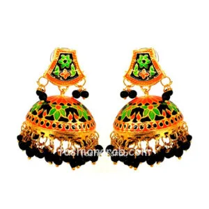 Black Orange Ethnic Meenakari Earring