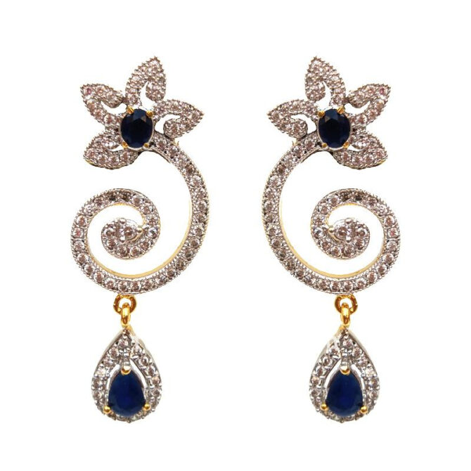 Blue Partywear American Diamond Earring Blue Partywear American Diamond Earring