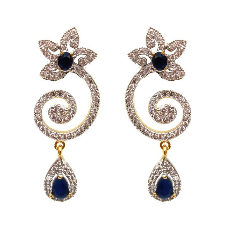 Blue Partywear American Diamond Earring