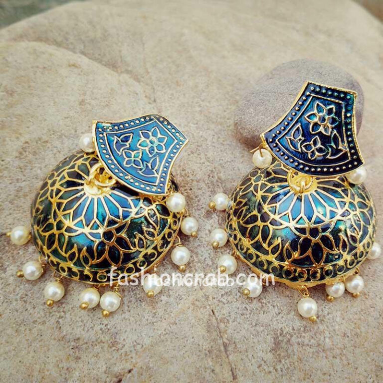 Dark Blue Meenakari Traditional Jhumki Earring