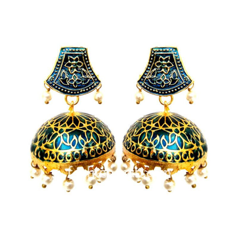 Dark Blue Meenakari Traditional Jhumki Earring