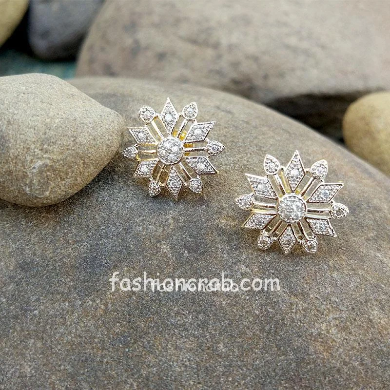 Flower Shaped American Diamond Stud Earring