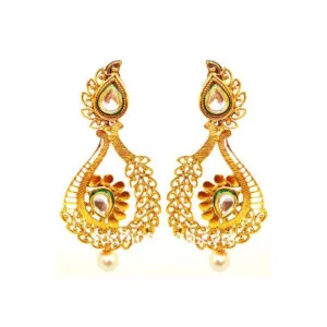 Golden Kundan Earring with Pearl