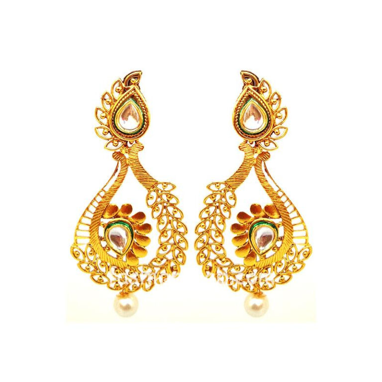 Golden Kundan Earring with Pearl