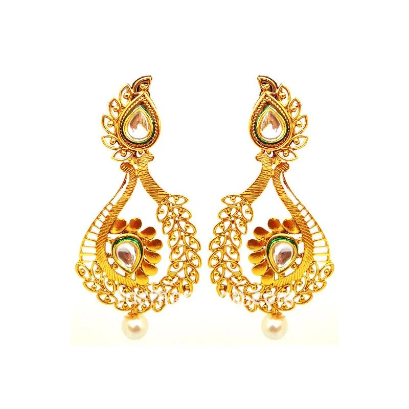 Golden Kundan Earring with Pearl