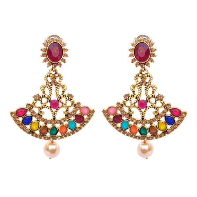 Multicolor Antique Earrings With Pearl