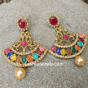 Multicolor Antique Earrings With Pearl