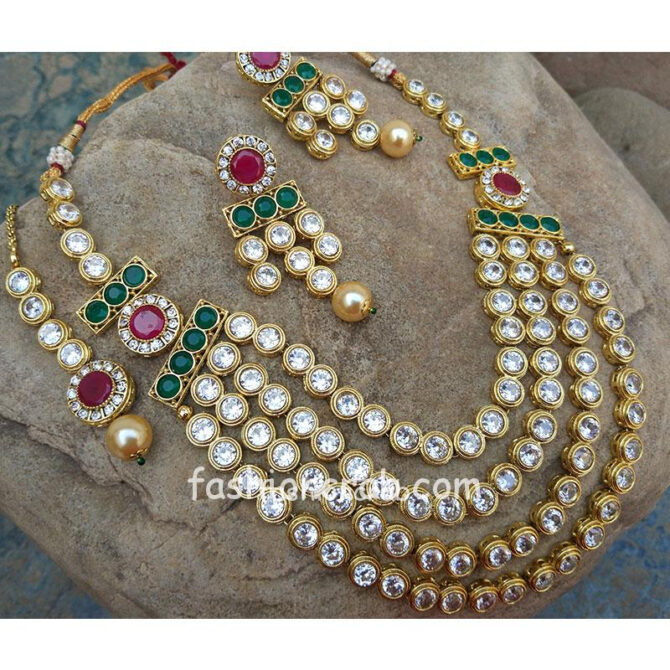 Kundan with Color Beads Necklace Set for Women
