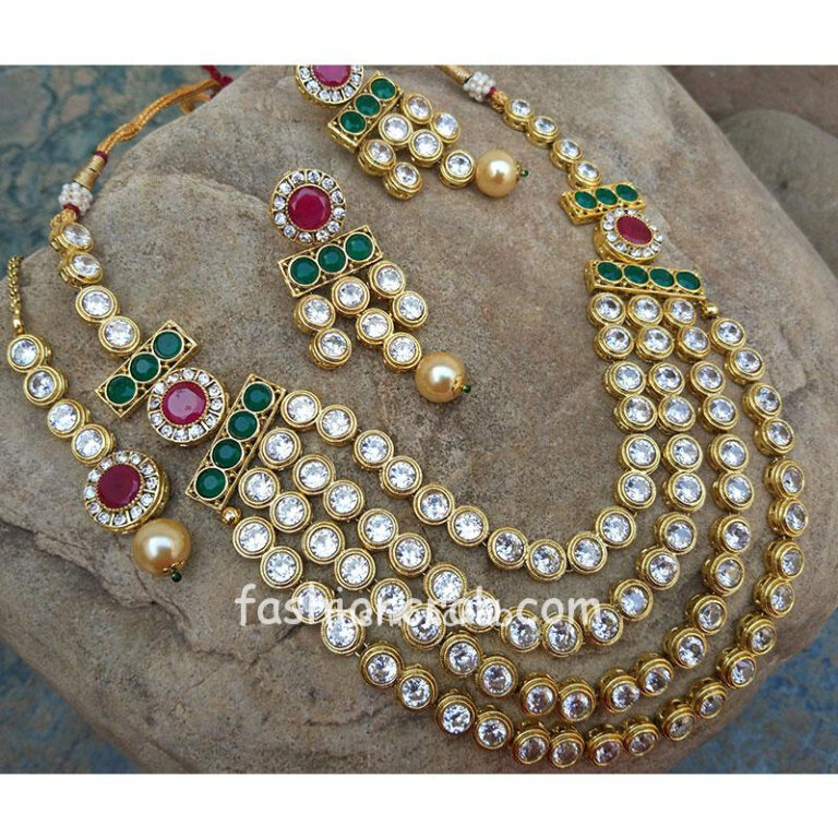 Kundan with Color Beads Necklace Set for Women