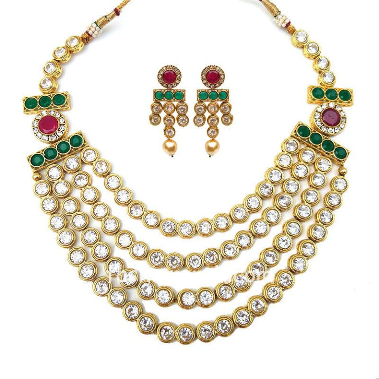 Kundan with Color Beads Necklace Set for Women