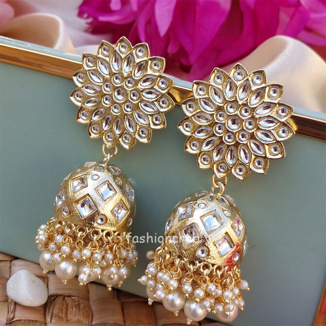 Traditional Pearl Jhumka Earrings for Bride-01 Traditional Pearl Jhumka Earrings for Bride