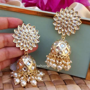 Traditional Pearl Jhumka Earrings for Bride