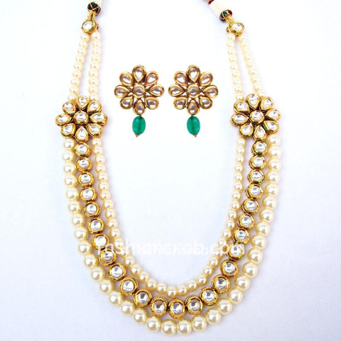 Pearl kundan Necklace Set Pearl kundan Necklace Set