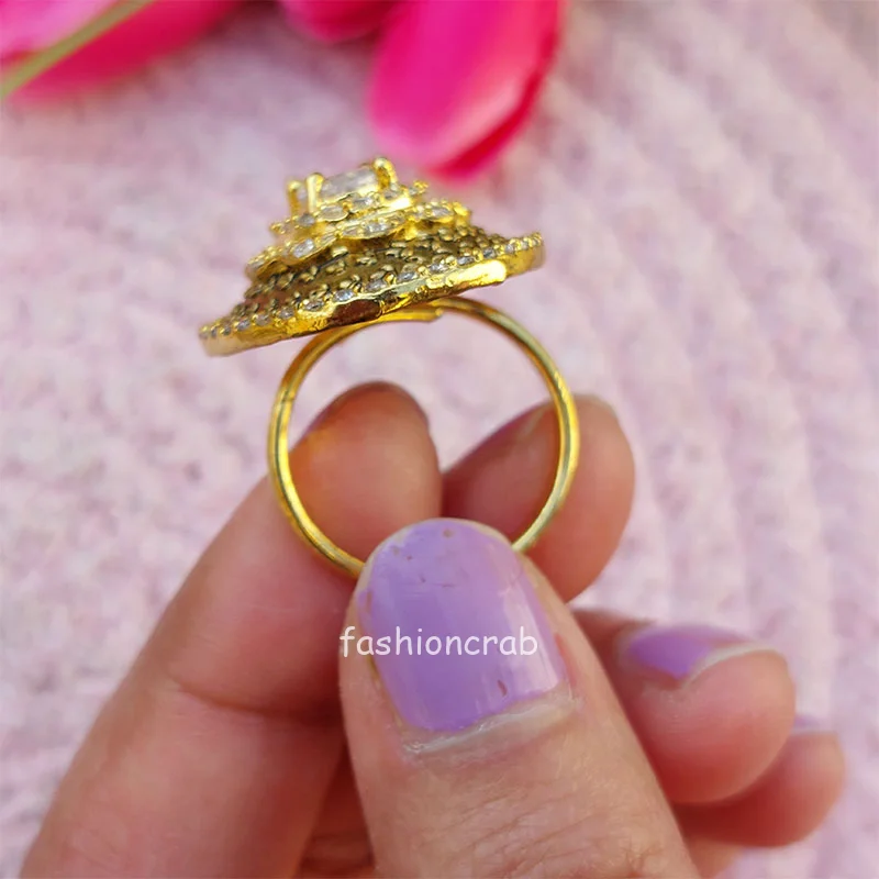 Buy Elegant Flower Design Gold Plated Plain Gold Ring Design Ladies Ring  Online