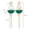 Green Wood Long Drop Earring