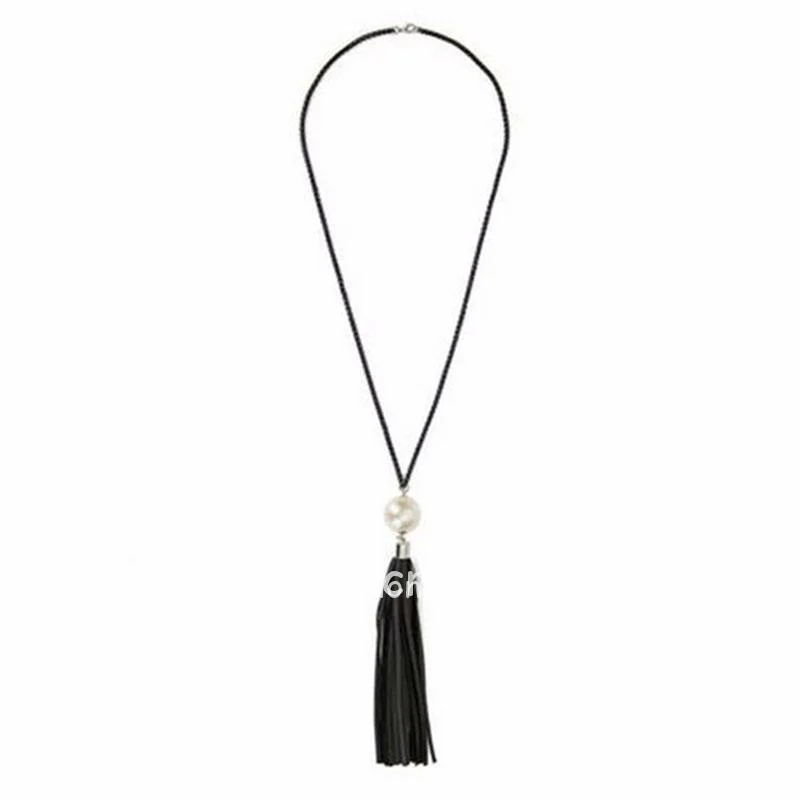 Long Pearl Chain Necklace with Tassel