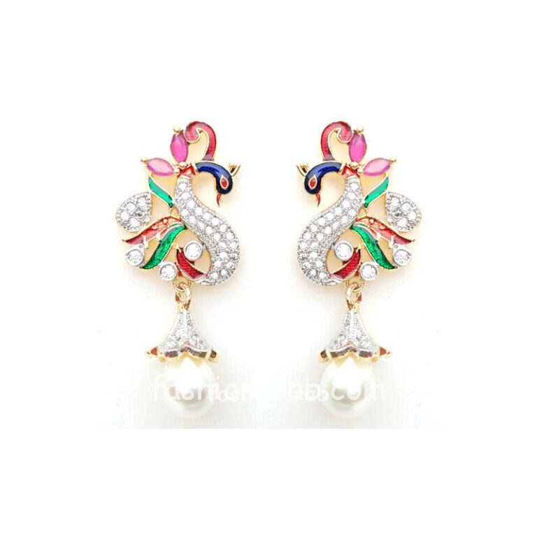 Ethnic Multicolor Peacock Pearl Earring