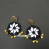 Handmade Black Thread Golden Mirror Earring-01 Handmade Black Thread Golden Mirror Earring
