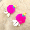 Handmade Pink PomPom Earring-01 Handmade Pink PomPom Earring