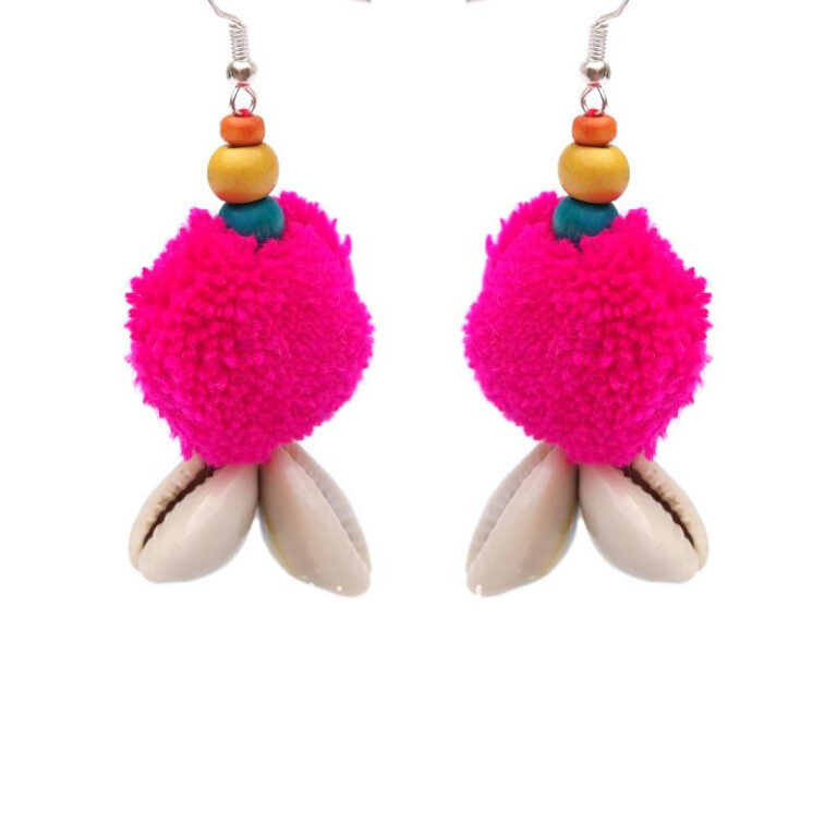 Handmade Pink PomPom Earring