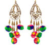 Multicolor PomPom Long Tassel Earring