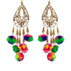 Multicolor PomPom Long Tassel Earring