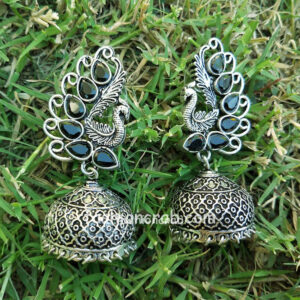 Black Pearl Peacock Jhumka Earring