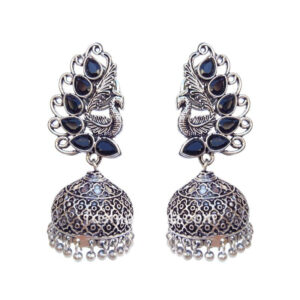 Black Pearl Peacock Jhumka Earring