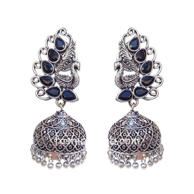 Black Pearl Peacock Jhumka Earring Black Pearl Peacock Jhumka Earring