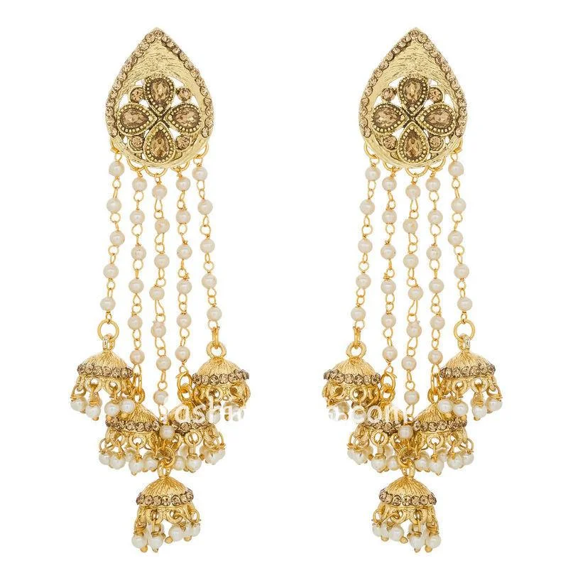 Long Golden Color Drop Earring