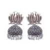 Oxidised Silver Lotus Jhumka Earring Oxidised Silver Lotus Jhumka Earring