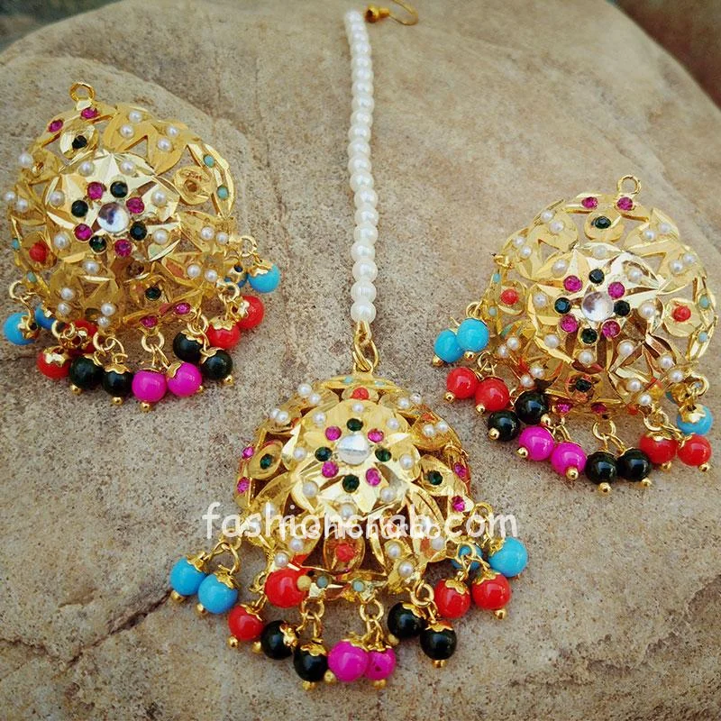 Jadau Earring with Maangtika