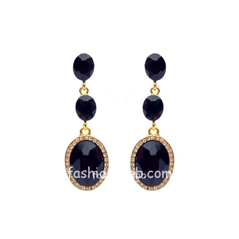 Black Crystal Drop Earring for Women