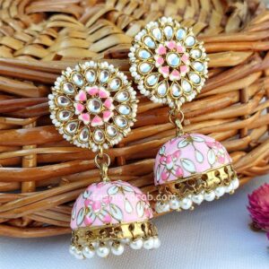 Bollywood Style Indian Light Pink Jhumka Earring