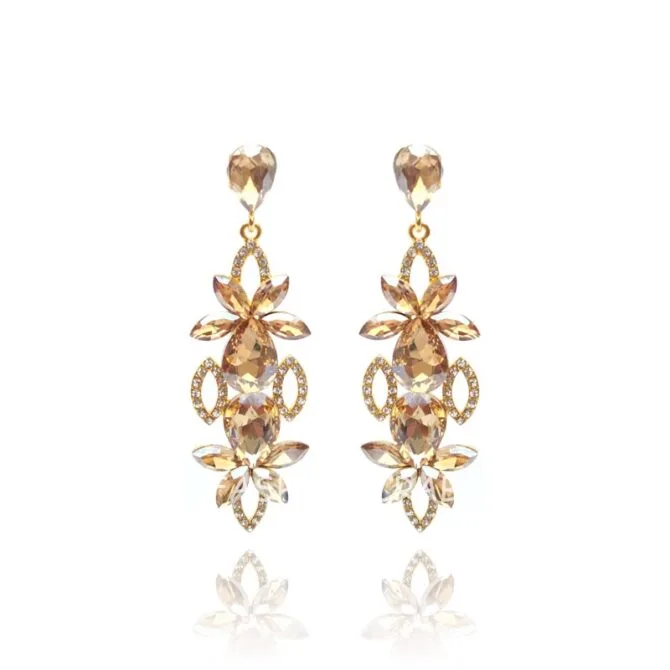 Champagne Color Crystal Drop Earring