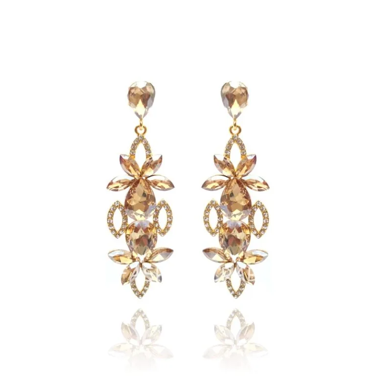 Champagne Color Crystal Drop Earring