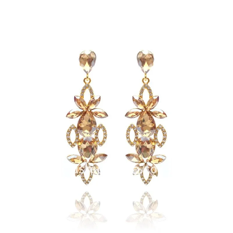 Champagne Color Crystal Drop Earring