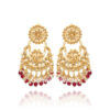 Kundan Chandbali Earring with Red and White Pearl