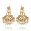 Kundan Women Chandbali Earring with White Pearl