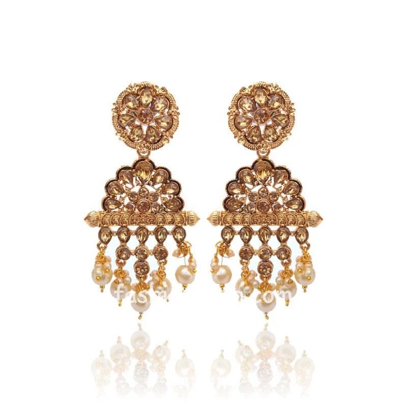 Polki Earring with Pearl Drop for Women