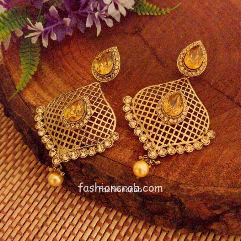 Reverse American Diamond Drop Earring