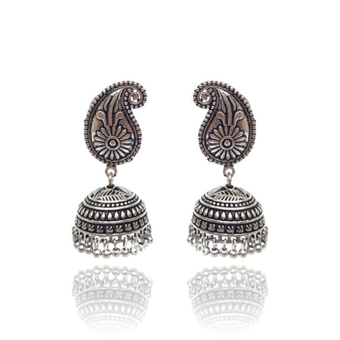 Silver Color Designer Jhumka Earring Silver Color Designer Jhumka Earring