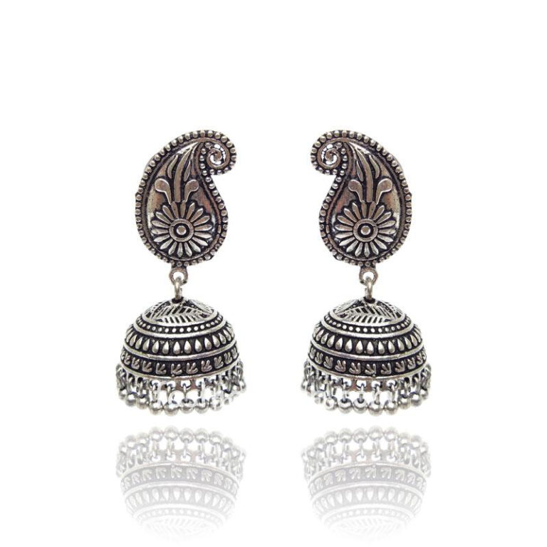 Silver Color Designer Jhumka Earring