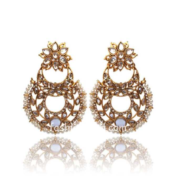 Trendy Kundan Pearl Drop Earring