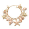 Gorgeous Pearl Like and Sea Shell Golden Chain Beach Bracelet for Girls