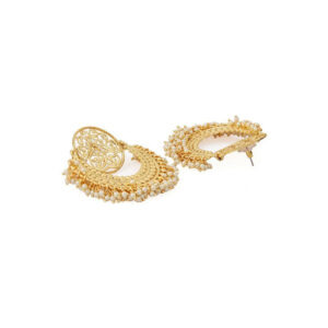 Gold Toned Designer Earrings with Pearl Drops