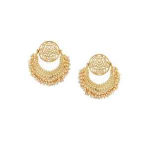 Gold Toned Designer Earrings with Pearl Drops