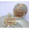 Gold-Toned Earring with Maroon Meenakari